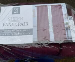 Sheer Curtain Panel Pair 104x84 Burgundy Crystal – 2 Panels New